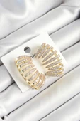 Pirinç Zirkon Taşlı Çoklu Görünümlü Model Gold Renk Kadın Küpe - TJ-BKP10632 - 1