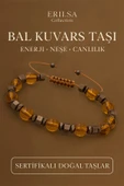 Sertifikalı Bal Kuvars ve Terahertz Taşı Bileklik – Canlılık ve Güç Veren Modern Doğal Şıklık - 1
