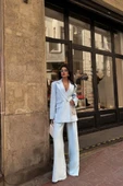 TASARIM ETİKET DETAYLI CEKET - PANTOLON TAKIM - Bebe Mavi - 1