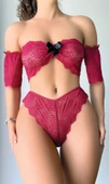 Aria's Closet Fiyonk Detaylı Kırmızı Dantel Sütyen Külot Takım - 1