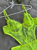 Aria's Closet Çiçek Desenli Yeşil Bodysuit - 2