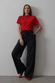 Beli Lastikli Bol Paça Pantolon - Lacivert - 1