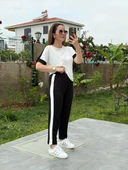 Kadın Modal Dokulu Kumaş Yanı şeritli Takım - 1