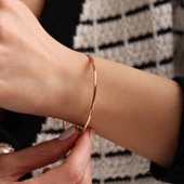 Rose Altın Ajda Bilezik Oluklu 8 Ayar - 2