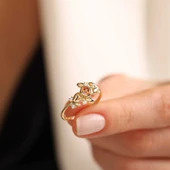 Vintage Altın Yüzük Çiçek Form thumbnail 3