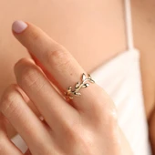 14 Ayar Altın Zeytin Dalı Yüzük - 1