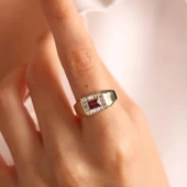 14 Ayar Altın Ruby Yüzük Özel Tasarım Square - 2