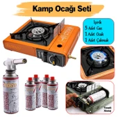Portatif Taşınabilir Kamp Ocağı Tek Gözlü (5 Adet) Gaz Kartuşlu Tüp Uyumlu Bağlantı Gezi Piknik Ocak - 1