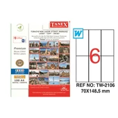 Tanex Laser Etiket 100 YP 70x148.5 Laser-Copy-Inkjet TW-2106 - 1