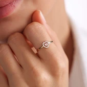 Altın Kalpli Yüzük Pink Topaz - 2