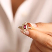 14 Ayar Altın Ruby Yüzük Özel Tasarım Coral - 4