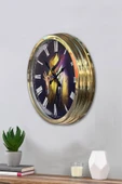 Kasva Concept Hediyelik 40 Cm Gold Metal Maske Duvar Saati - 3