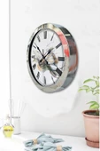 Kasva Concept Hediyelik 36 Cm Krom Metal Kütüphane Duvar Saati - 3