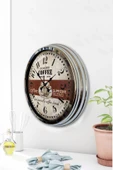 Kasva Concept Hediyelik 40 Cm Krom Metal Espresso Duvar Saati - 3