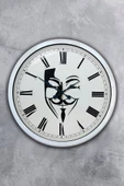 Kasva Concept Hediyelik 40 Cm Beyaz Metal Maske Duvar Saati - 1