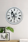 Kasva Concept Hediyelik 40 Cm Beyaz Metal Maske Duvar Saati - 2