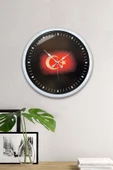 Kasva Concept 40 Cm Beyaz Metal Türk Bayrağı Duvar Saati - 2