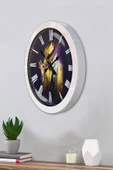 Kasva Concept Hediyelik 36 Cm Beyaz Metal Maske Duvar Saati - 3