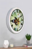 Kasva Concept Hediyelik 36 Cm Beyaz Metal Kelebek Duvar Saati - 3