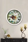 Kasva Concept Hediyelik 36 Cm Beyaz Metal Kelebek Duvar Saati - 1