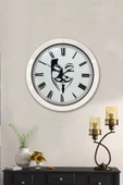 Kasva Concept Hediyelik 36 Cm Beyaz Metal Maske Duvar Saati - 2