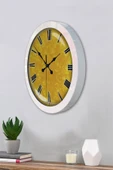 Kasva Concept Hediyelik 36 Cm Beyaz Metal Yellow Duvar Saati - 3