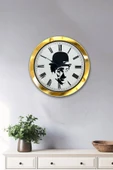 Kasva Concept Hediyelik 36 Cm Gold Metal Çarli Çaplin Duvar Saati - 2