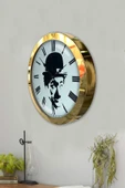 Kasva Concept Hediyelik 36 Cm Gold Metal Çarli Çaplin Duvar Saati - 3