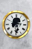 Kasva Concept Hediyelik 36 Cm Gold Metal Çarli Çaplin Duvar Saati - 1