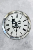 Kasva Concept Hediyelik 36 Cm Krom Metal Maske Duvar Saati - 1