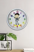 Kasva Concept Hediyelik 40 Cm Beyaz Metal Çocuk Odası Duvar Saati - 4