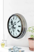 Kasva Concept Hediyelik 40 Cm Krom Metal Maske Duvar Saati - 3