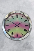 Platin Saat Hediyelik 36 Cm Krom Metal Alacalı Duvar Saati - 1
