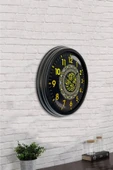 Platin Saat Hediyelik 40 Cm Siyah Metal Ayetli Duvar Saati - 4