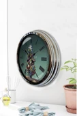 Kasva Concept Hediyelik Dekoratif 40 Cm Krom Metal Vazolu Çiçek Duvar Saati - 3