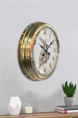 Platin Saat Hediyelik 40 Cm Gold Metal Mevlana Duvar Saati - 4