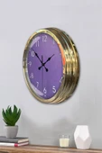 Kasva Concept Hediyelik Dekoratif Hediyelik 40 Cm Gold Metal Mor Duvar Saati - 3