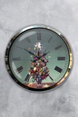 Kasva Concept Hediyelik Dekoratif 40 Cm Krom Metal Vazolu Çiçek Duvar Saati - 1