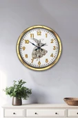 Platin Saat Hediyelik 40 Cm Gold Metal Mevlana Duvar Saati - 2