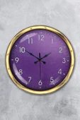 Kasva Concept Hediyelik Dekoratif Hediyelik 40 Cm Gold Metal Mor Duvar Saati - 1