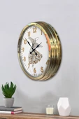 Platin Saat Hediyelik 40 Cm Gold Metal Mevlana Duvar Saati - 3