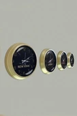 Platin Saat 40 Cm Prinç Metal Siyah Kadran 4 Adet Set Otel Dünya Saati - 1