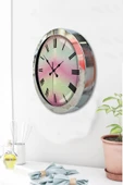Platin Saat Hediyelik 36 Cm Krom Metal Alacalı Duvar Saati - 3