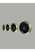 Platin Saat 40 Cm Prinç Metal Siyah Kadran 4 Adet Set Otel Dünya Saati - 2