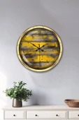 Platin Saat 40 Cm Gold Metal Doğal Ahşap Duvar Saati - 2