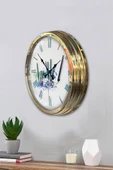 Platin Saat Hediyelik 40 Cm Gold Metal Pencil Duvar Saati - 3