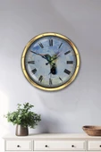 Platin Saat Hediyelik 40 Cm Gold Metal Sanatsal Duvar Saati - 2