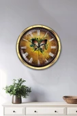 Platin Saat Hediyelik 40 Cm Gold Metal Butterfly Duvar Saati - 2