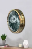 Platin Saat Hediyelik 40 Cm Gold Metal Çarklı Duvar Saati - 3