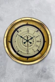 Platin Saat Hediyelik 40 Cm Gold Metal Pusula Duvar Saati - 1
